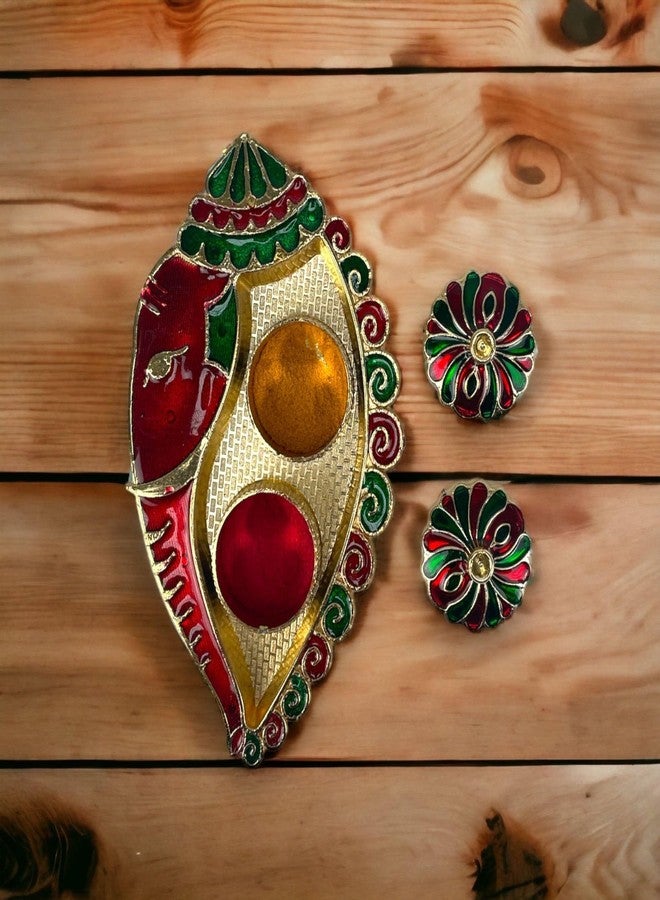 LOVENSPIRE السائبة غانيش شانخ هالدي كومكوم حامل رولي تشاوال/حامل الأرز الهندي مهرجان راخي بوجا ثالي بوجا هدية العودة الهندية هدايا هووسورمينغ لصالح الزفاف - Image 5